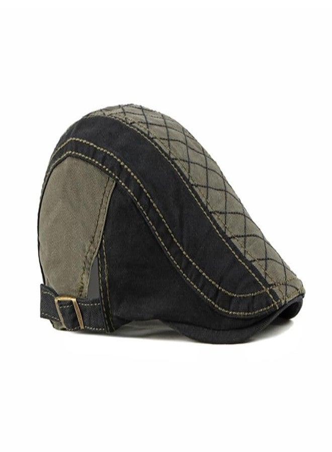 ASTOC Unisex Newsboy Hats Flat Ivy Irish Gatsby Cabbie Driving Berets Adjustable Hunting Cap for Men Women (US, Alpha, One Size, Army Green-Black) - Image 3